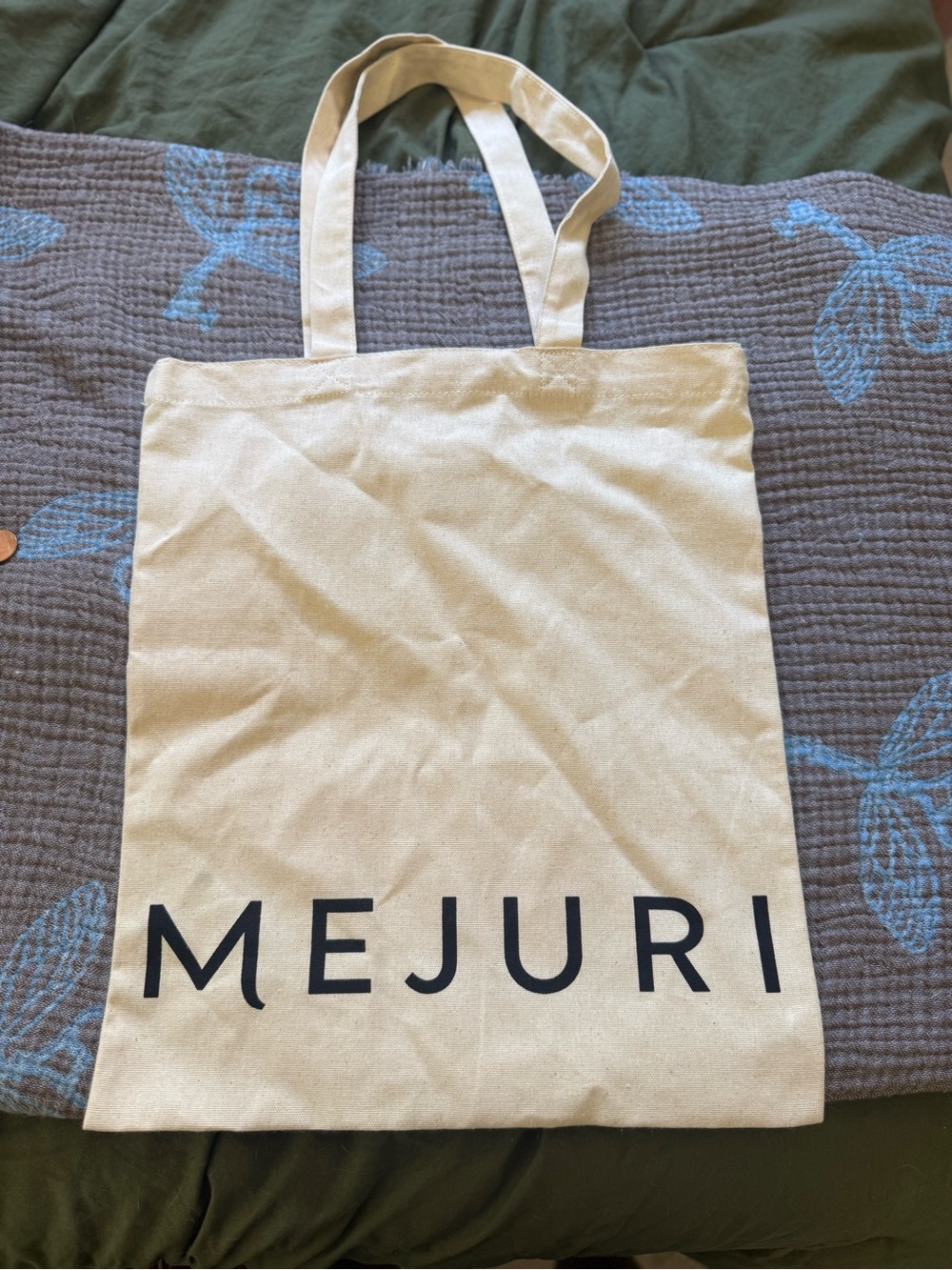 Mejuri Natural Canvas Tote with Black Logo